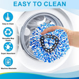 Mop Head Replacement for O Cedar, Spin Mop Replacement Head for O Cedar RinseClean 2 Tank System, 4 Microfiber Mop Refills,1 Scrub Brush,1 Base