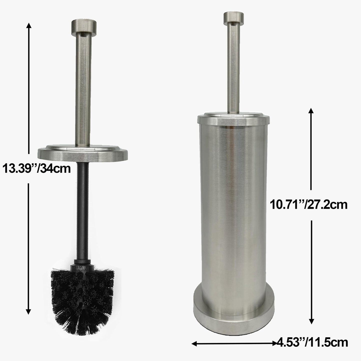 Indecor Home Brushed Nickel Toilet Bowl Brush with Holder, Durable Bathroom Cleaning Tool, Modern Design for Easy Toilet Maintenance, Bathroom Cleaner