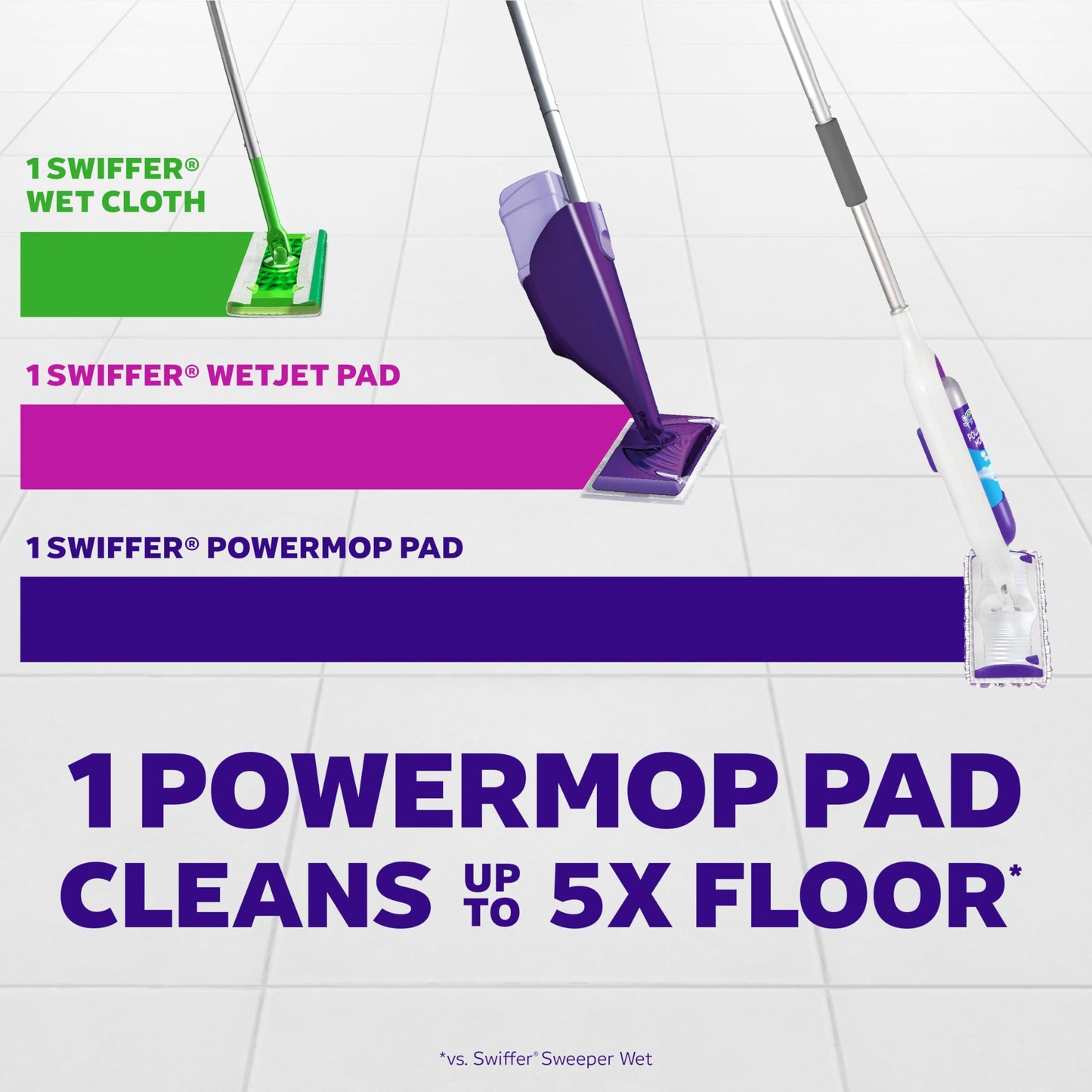 Swiffer PowerMop Multi-Surface Mopping Pad Refills for Floor Cleaning, 5 count