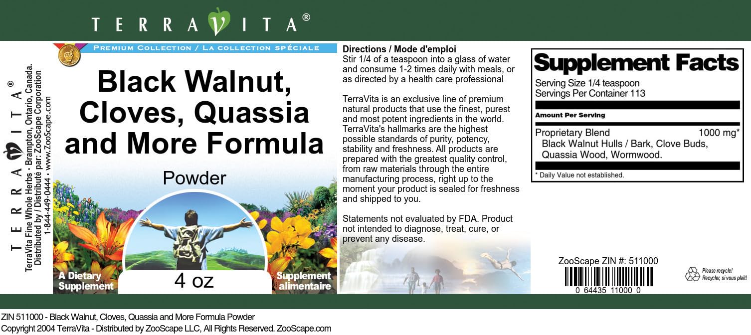 TerraVita Cleansing Formula Powder - Black Walnut, Cloves, Quassia and More (4 oz, ZIN: 511000) - 3 Pack