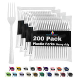 Party Solids White Plastic Forks 200 Pieces White Forks Disposable Utensils Heavy Duty Plastic Cutlery Set Disposable Cutlery Sets Flatware Sets