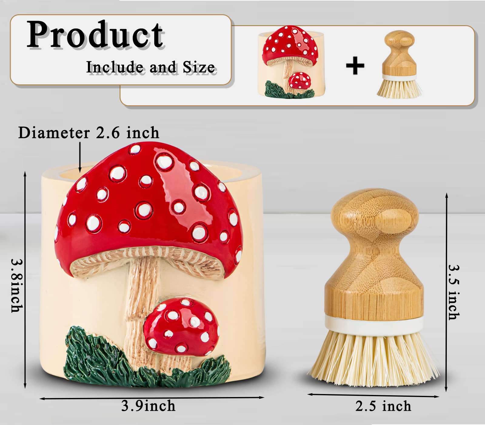 Mushroom Dish Brush Holder And Dish Scrubber Dish Brush And Holder Set Dish Scrub Brush For Cleaning Dishes