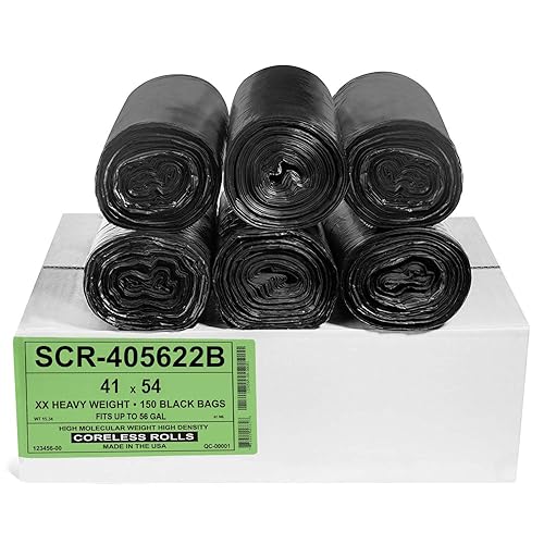 Aluf Plastics 55-60 Gallon Trash Bags Source Reduction Series Value High Density 22 Micron (equiv) Intended for Home, Office, Bathroom, Paper