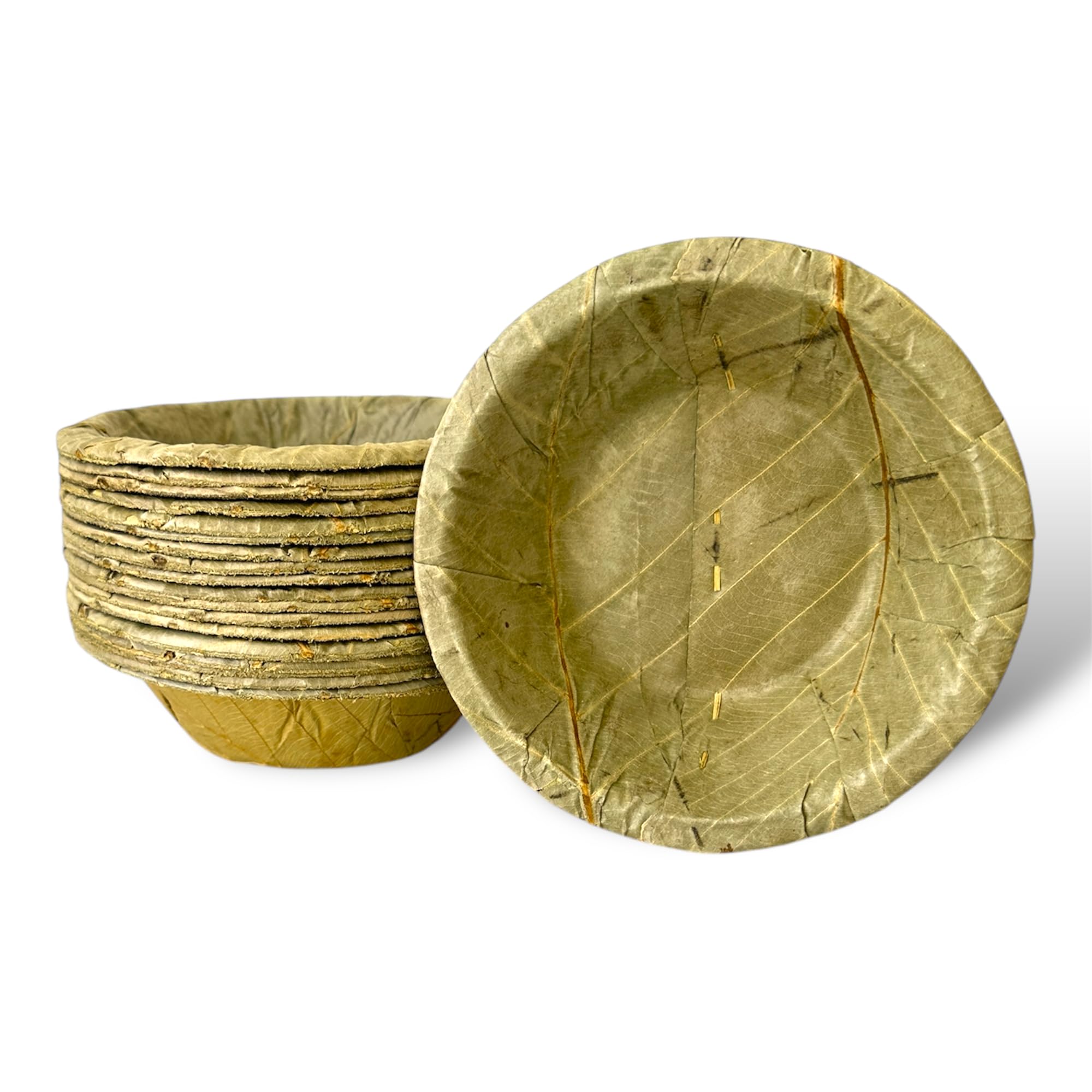 Foliumware Single Use Sal Leaf Bowls (5" inch, 20/pack) | Zero Waste, Biodegradable, Backyard Compostable | For Parties, Picnics, BBQ’s, Weddings