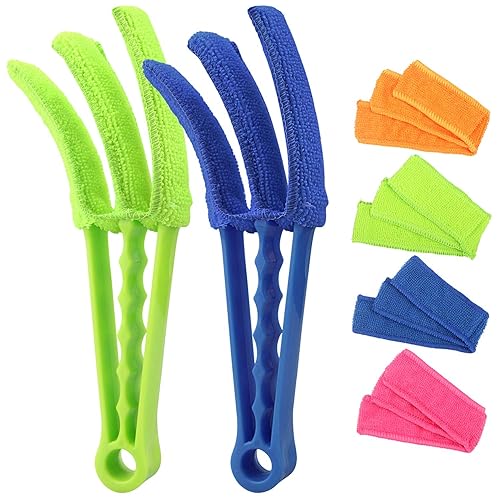 RUIMAICAN Window Blind Cleaner Duster Brush Kit 2 Pack Brush with 6 Microfiber Sleeves - Blind Cleaner Tools for Window Blinds Air Conditioner