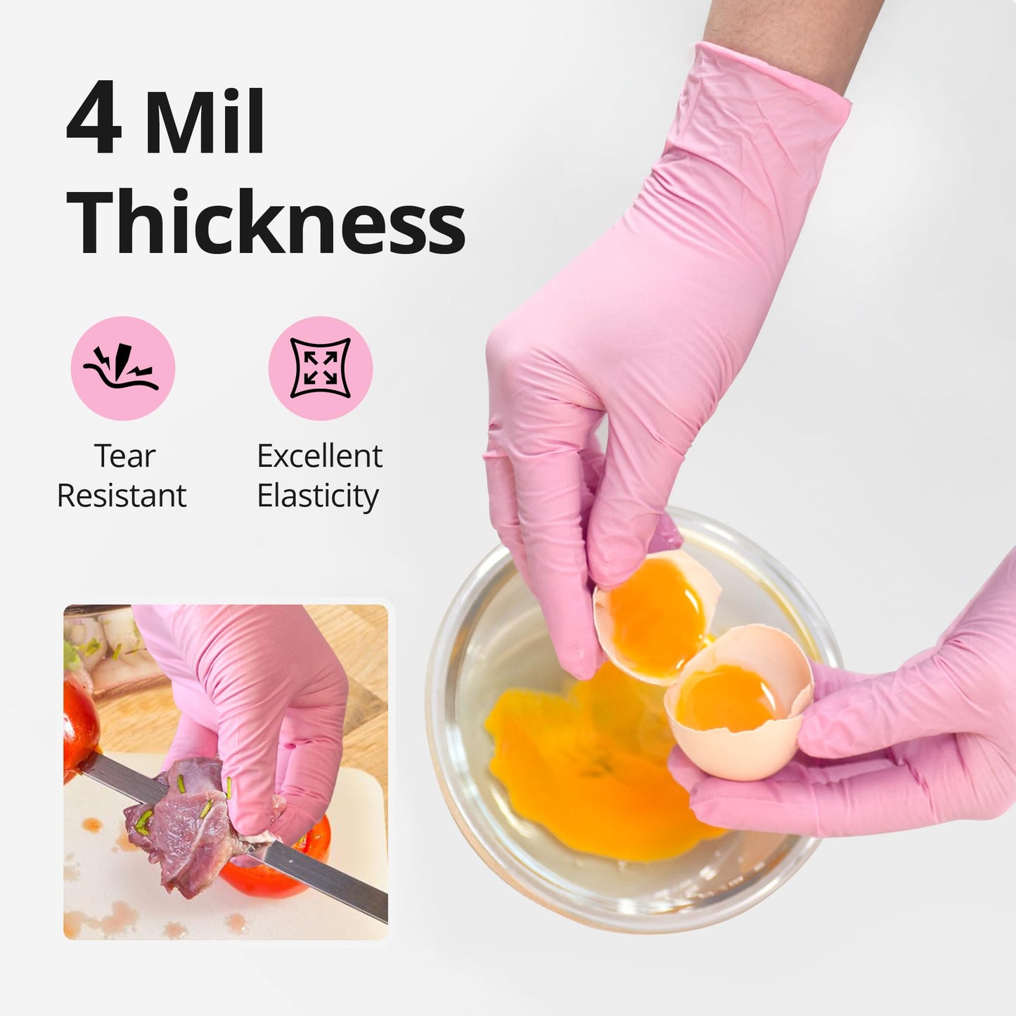 SwiftGrip Nitrile Exam Gloves, 4 Mil, Small, Cherry Blossom, Food Safe Gloves Disposable Latex Free, Powder Free for Cleaning Supplies, Esthetician