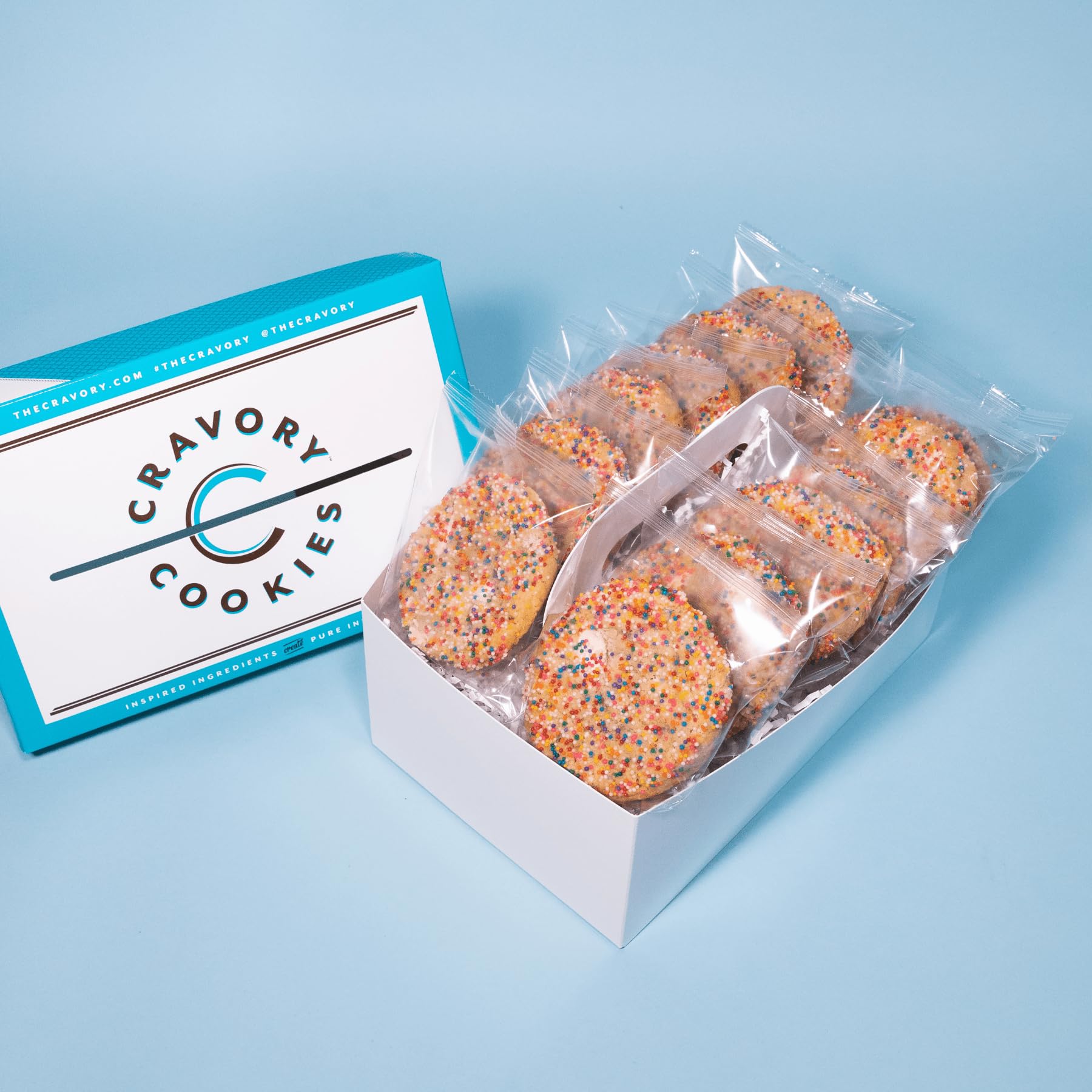 The Cravory: Birthday Cake Cookies - 24 cookies, 2.0 oz. each - Individually Wrapped - Gourmet - Baked Fresh - Dessert, Snack or Baked Goods