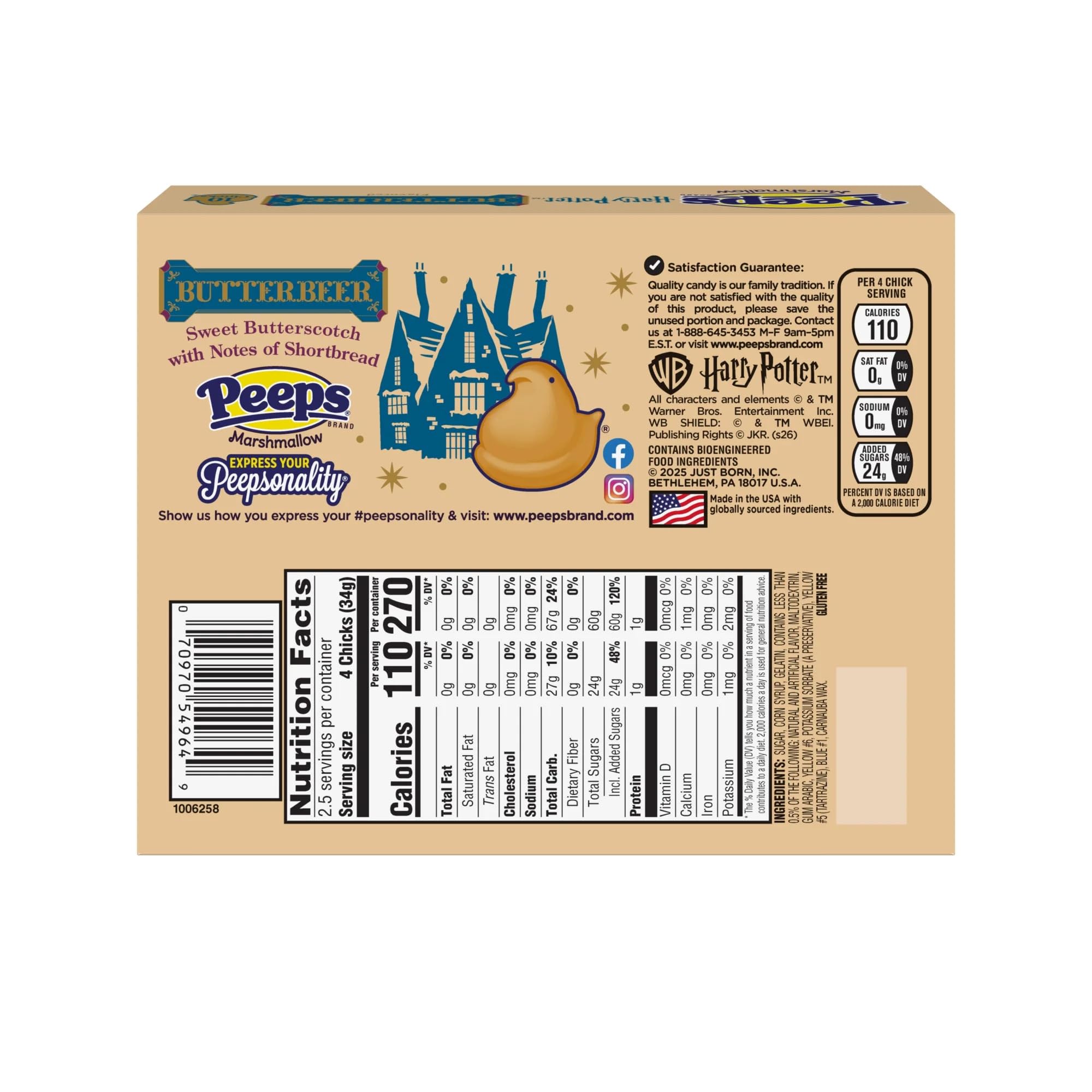 Harry Potter Butterbeer Flavored Marshmallow Peeps - 10 chicks
