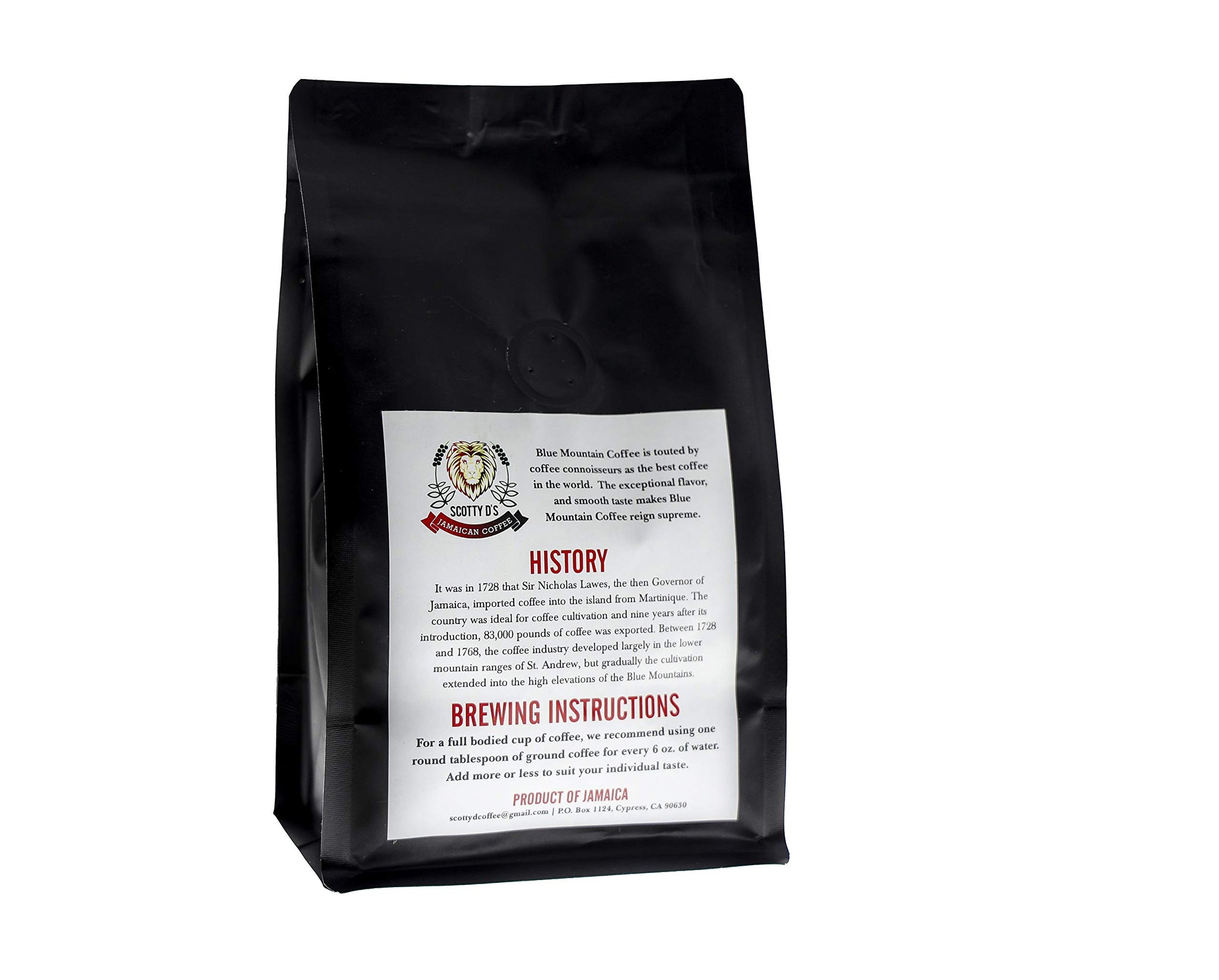 Scotty D's Jamaican Coffee "Espresso Lion" Blend-Jamaican Blue Mountain (French Roast)(Dark Roast) 8 oz.