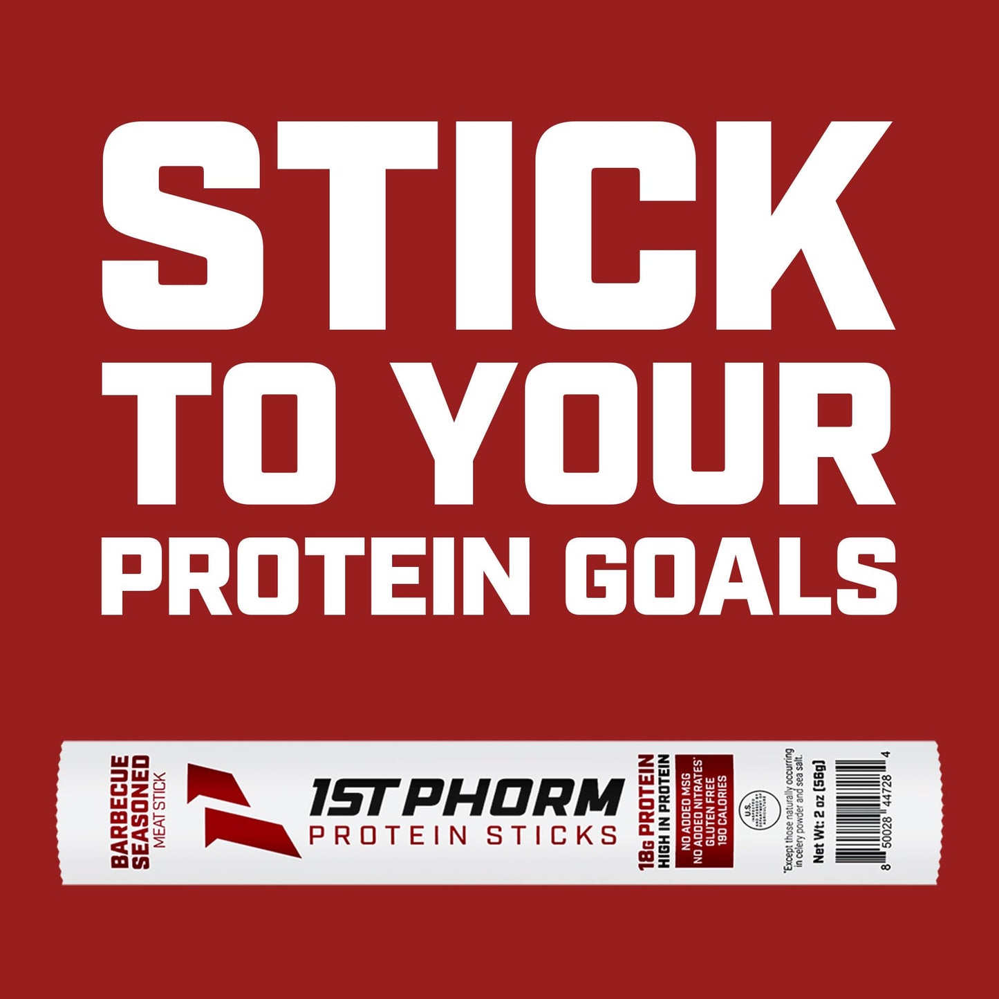 1st Phorm Meat Sticks, Seasoned BBQ Protein Snacks, 18g Protein Per Serving, Pork & Beef Sticks, Healthy Snacks On The Go, Gluten Free, Low Carb, Low
