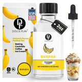 Dolce Flav Natural Banana Extract - 2 oz Water-Soluble Pure Banana Flavoring Drops for Baking, Smoothies & Desserts | Sugar Free, Allergen Free