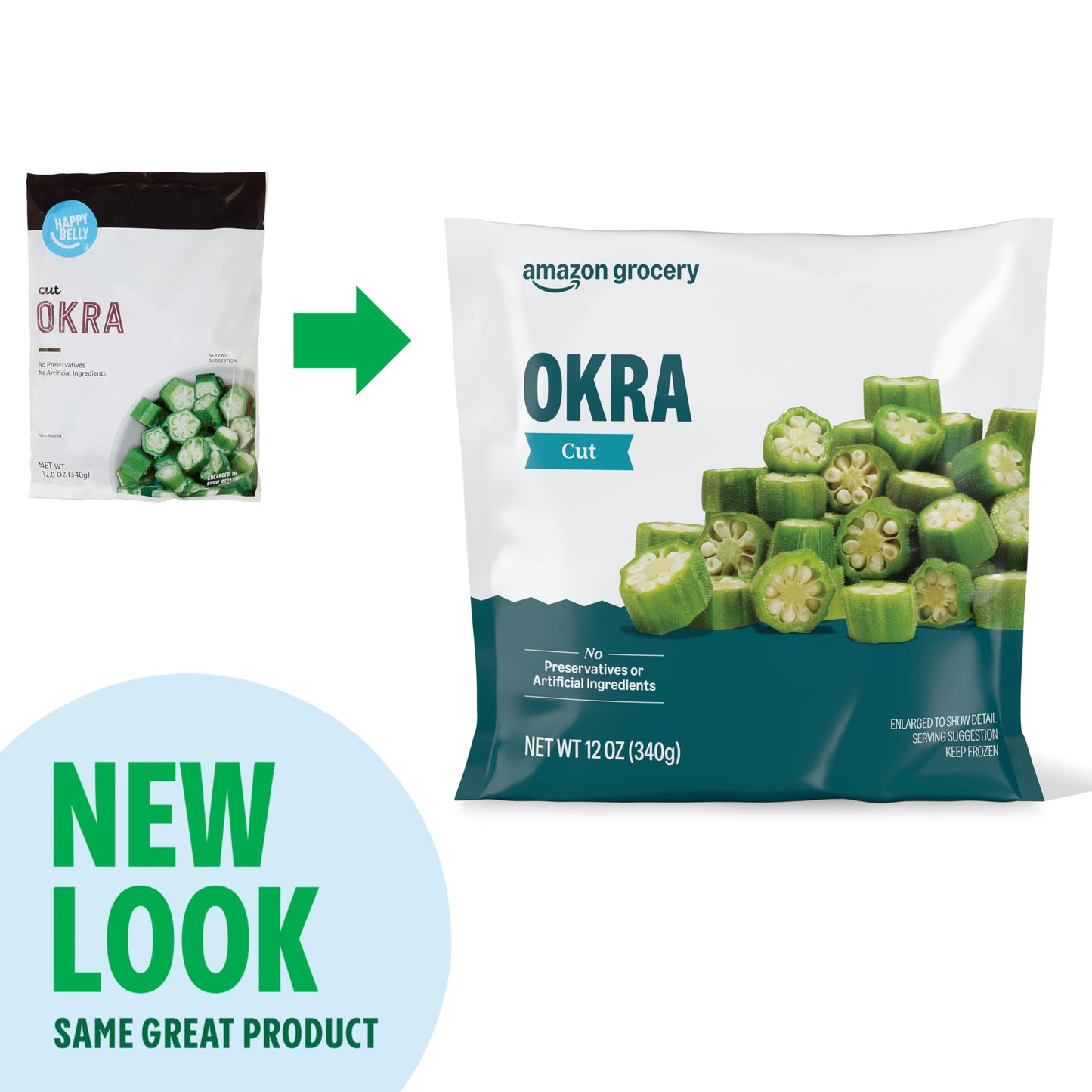 Amazon Grocery, Cut Okra, 12 Oz, Frozen