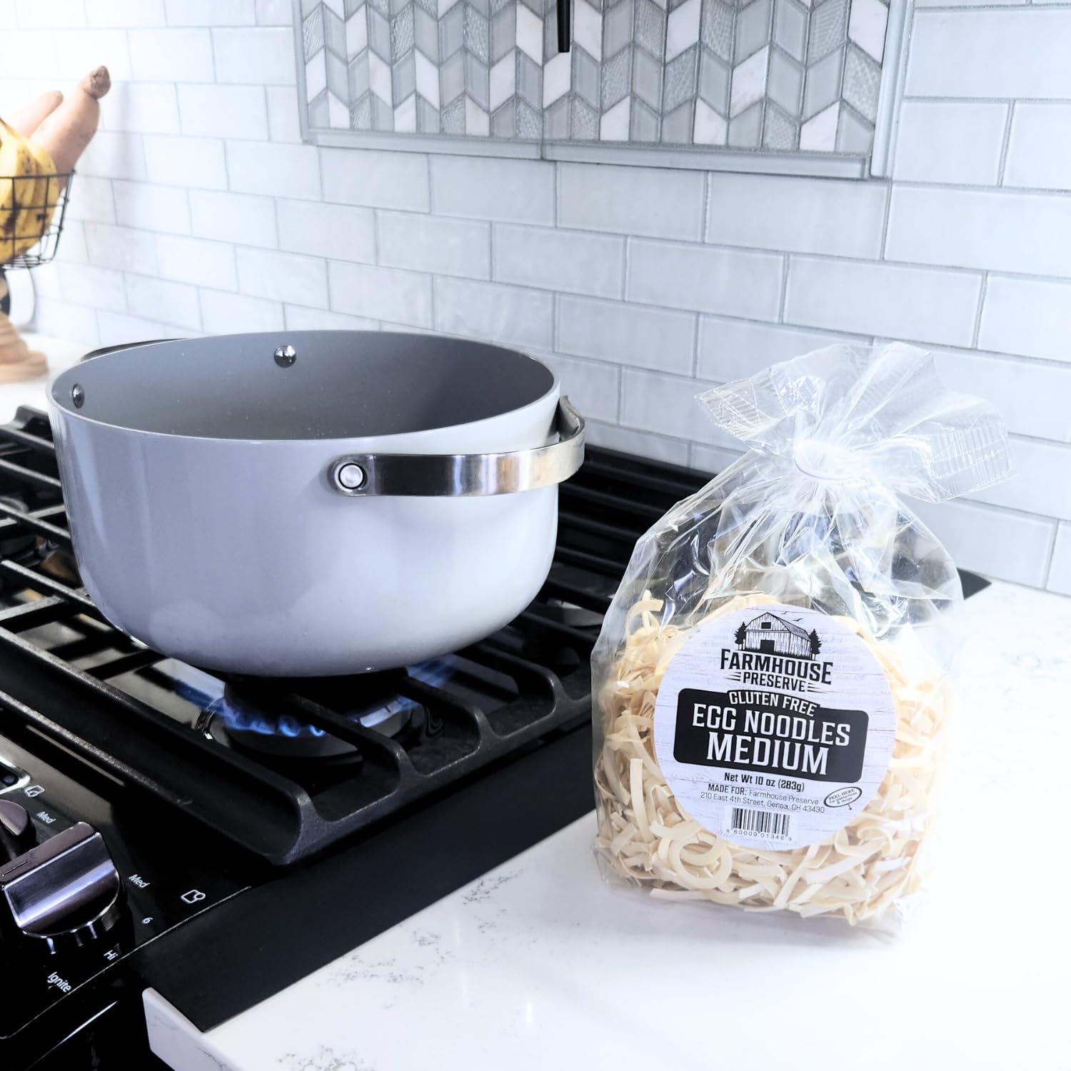 Farmhouse Preserve Gluten Free Medium Double Egg Yolk Amish Noodles, 10 Oz - Made with Rice Flour, Pasta for Soup