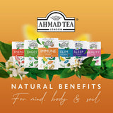 Ahmad Tea Natural Benefit Functional Tea Selection Pack | Green teas, Fruit & Herbal Infusions | Perfect herbal tea gift - 60 Teabag Sachets | 6