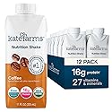 KATE FARMS Organic Nutrition Shake, Coffee, 16g Protein, 27 Vitamins and Minerals, Meal Replacement Shake, 11 oz (12 Pack)