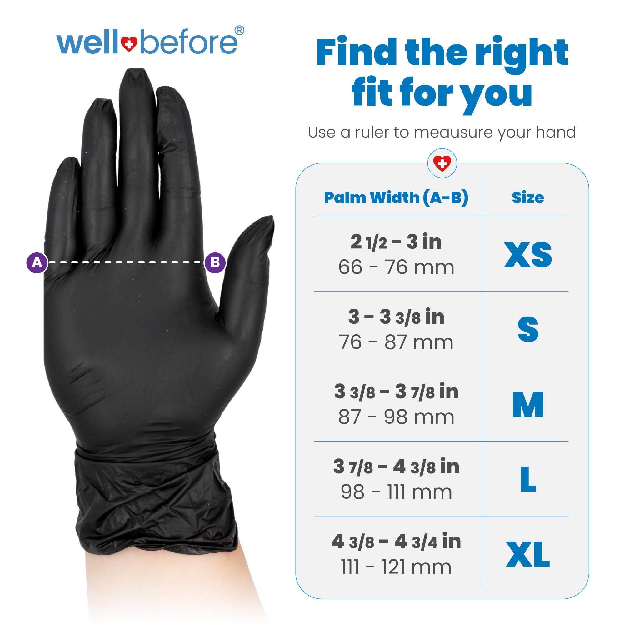 Well Before Black Vinyl Gloves - Small 200 Ct. Disposable Powder-Free and Latex-Free Gloves