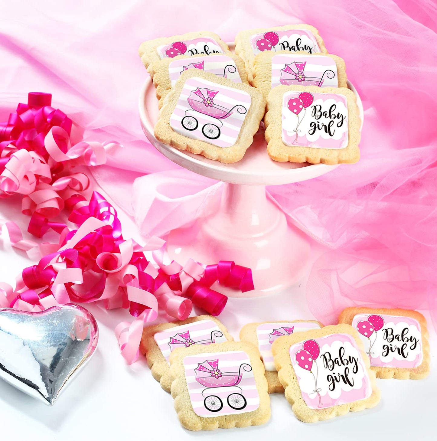 Baby Shower Cookies Baby Girl 24 PACK Favors Dessert Table Decorated Individually Wrapped Sugar Cookies Party Gift