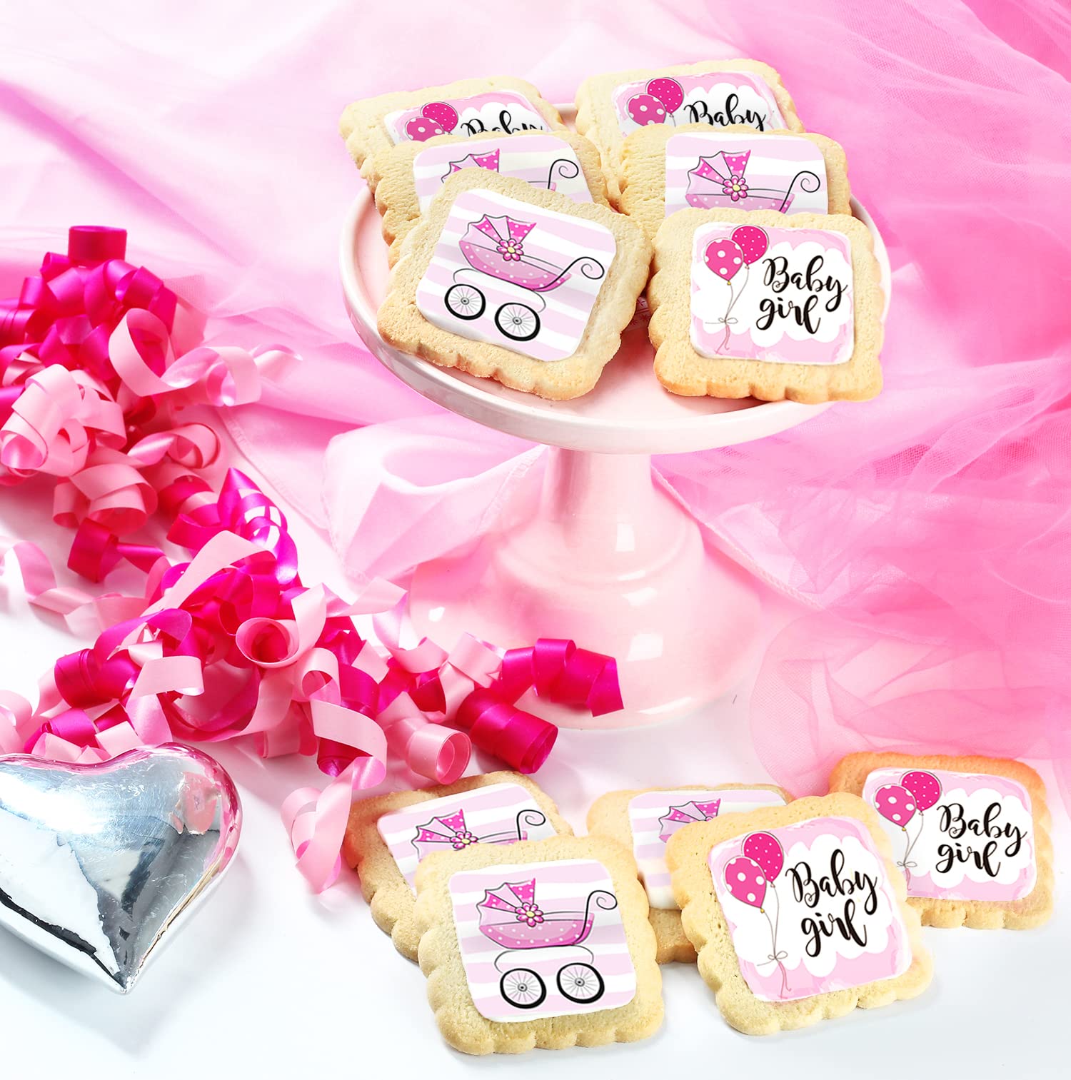 Baby Shower Cookies Baby Girl 24 PACK Favors Dessert Table Decorated Individually Wrapped Sugar Cookies Party Gift