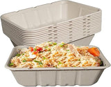 EcoQuality 40oz Disposable Bowls - Rectangular Compostable Sugarcane Fiber Biodegradable Paper Bowls Eco-Friendly Oblong Take Out Food Containers