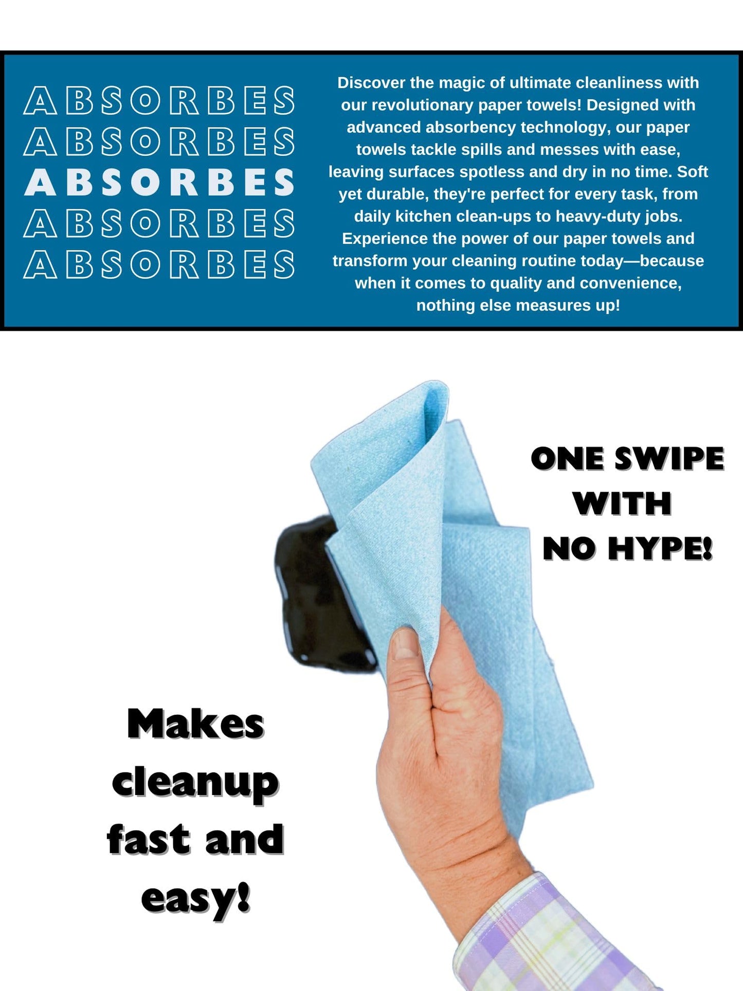 Tuff-Towel Blue Shop Towel for Shops | Jumbo Roll Heavy Duty Towels, 450 Sheets per Roll ($0.11 per Sheet) | For Mechanics, Farms, Dairies, Tire Shops