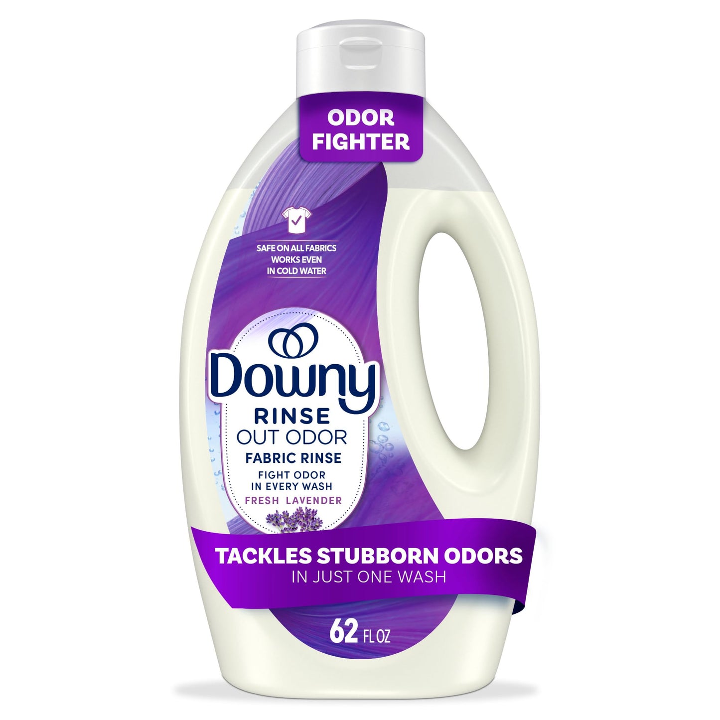 Downy Rinse Laundry Odor Remover, Fresh Lavender Scent, 62 FL OZ, Fabric Softener and Laundry Odor Removal Rinse