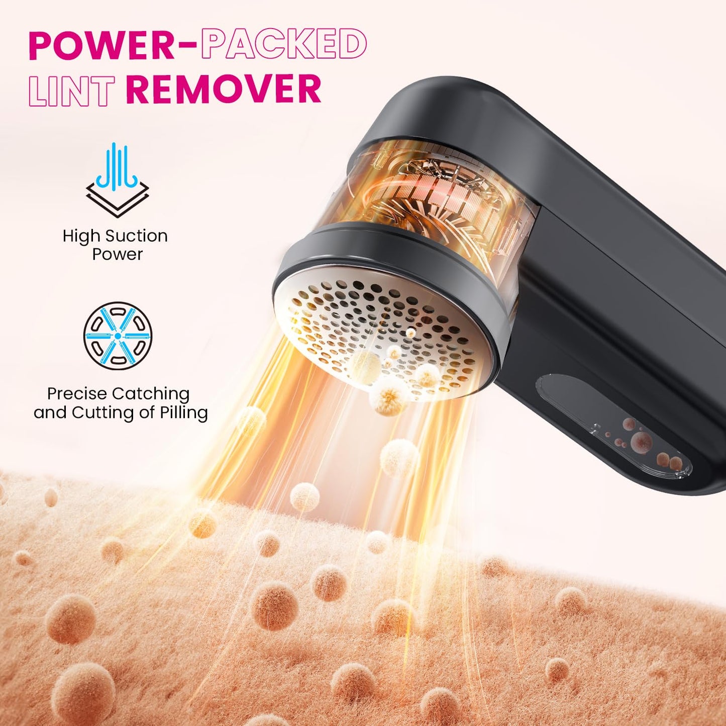 Fabric Shaver, Ziitty Lint Remover for Clothes, Type-C Rechargeable Lint Shaver with LCD Display & 6-Blade, Sweater Shavers to Remove Pilling?Fuzz