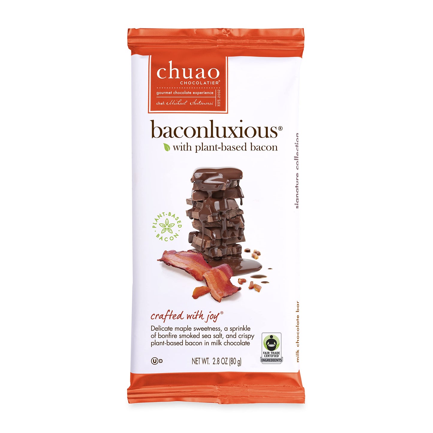 Chuao Chocolatier Baconluxious Chocolate with Plant-Based Bacon Gourmet Milk Bars | Vegetarian |For Gift Baskets, Birthday, Thank You, Care Package| 3