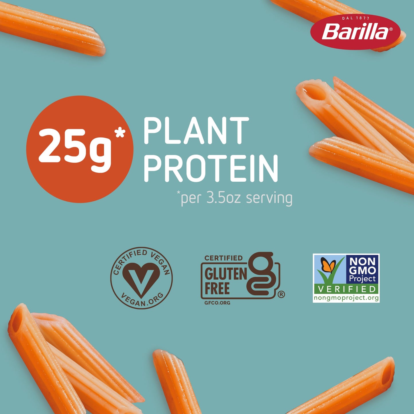 Barilla Red Lentil Penne Pasta, 8.8 oz - Vegan, Gluten Free, Non GMO & Kosher - Made with Plant Based Protein