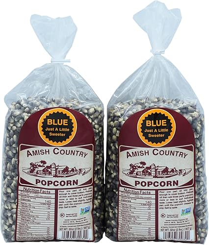 Amish Country Popcorn | 2-2lbs Bags Blue Kernels | Old Fashioned, Non-GMO and Gluten Free (2-2lbs Bags)