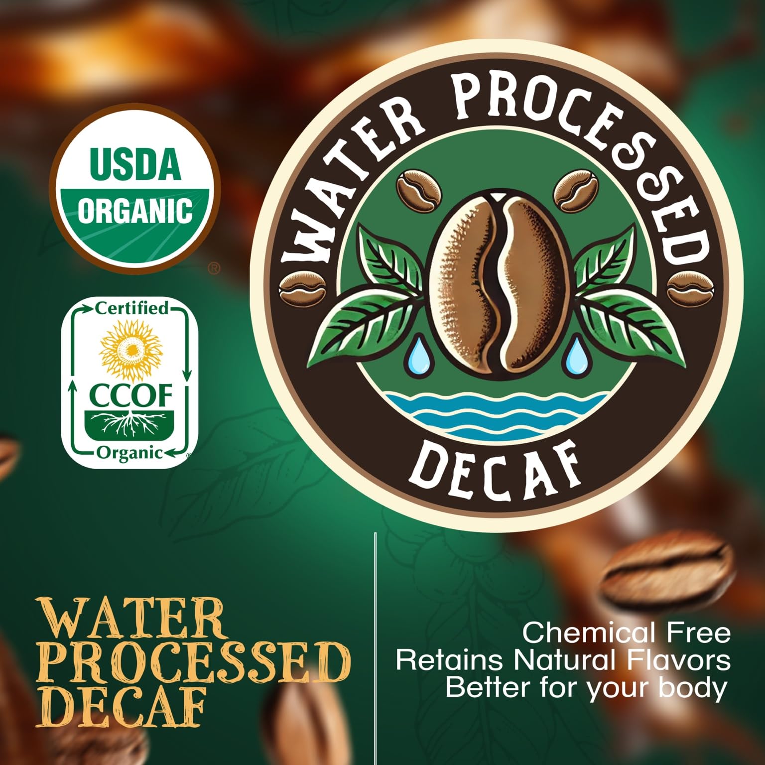 The Bean Organic Coffee Company 50/50 (Half Caff) French Roast, 50% Decaf, Dark Roast, Ground Coffee, 16-Ounce Bag, Café Molido Tostado Orgánico