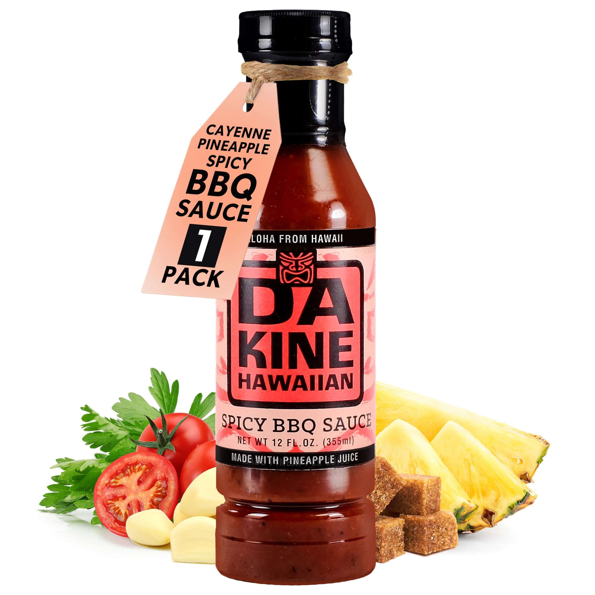 Da Kine Hawaiian Spicy BBQ Sauce - Sweet & Tangy Island Flavor - Made with Pineapple Juice - Gourmet Barbecue Sauce for Grilling, Marinades, Dipping