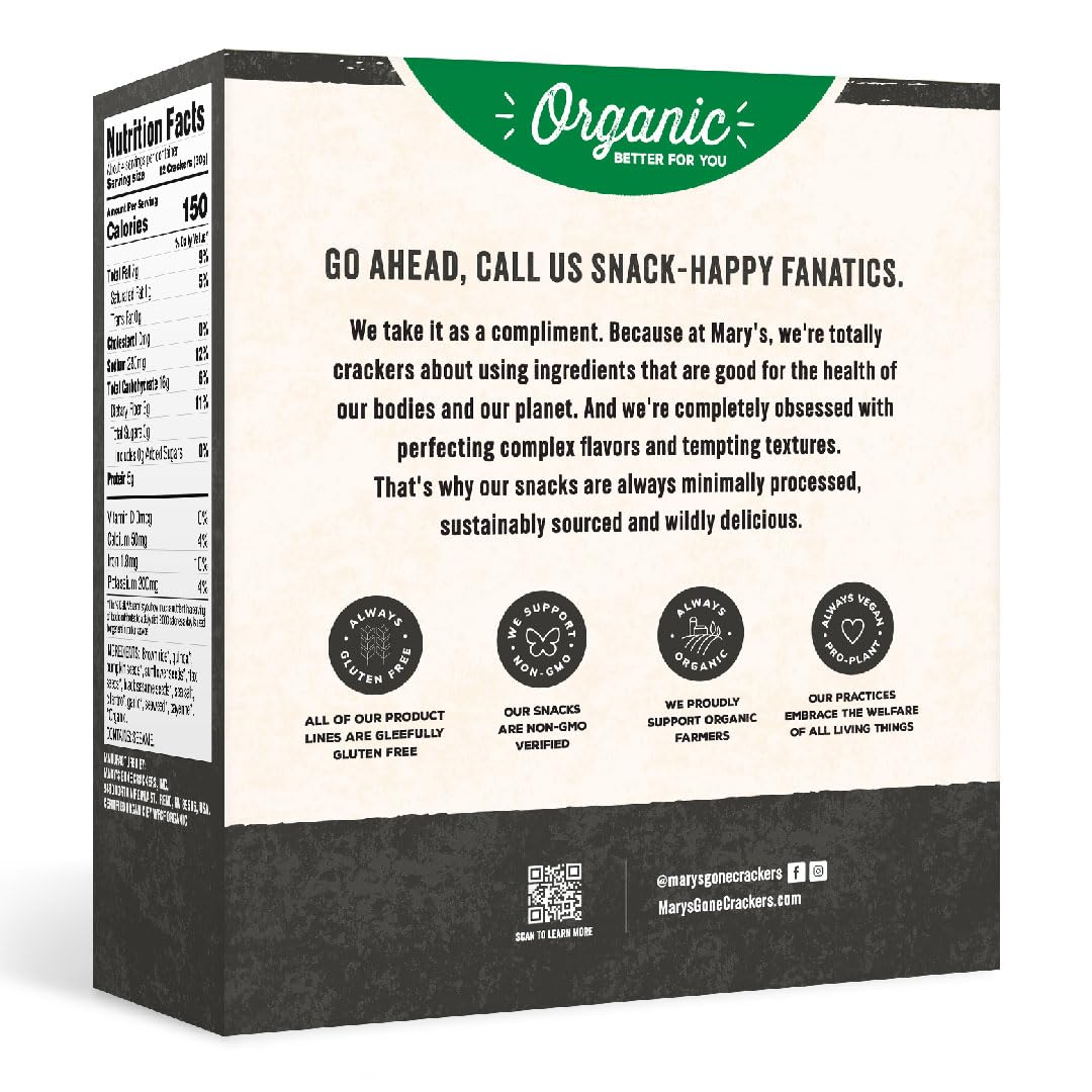 Mary's Gone Crackers Super Seed Crackers, Seaweed & Black Sesame, 4 Ounce (Pack of 1), Organic Plant Based Protein, Gluten Free