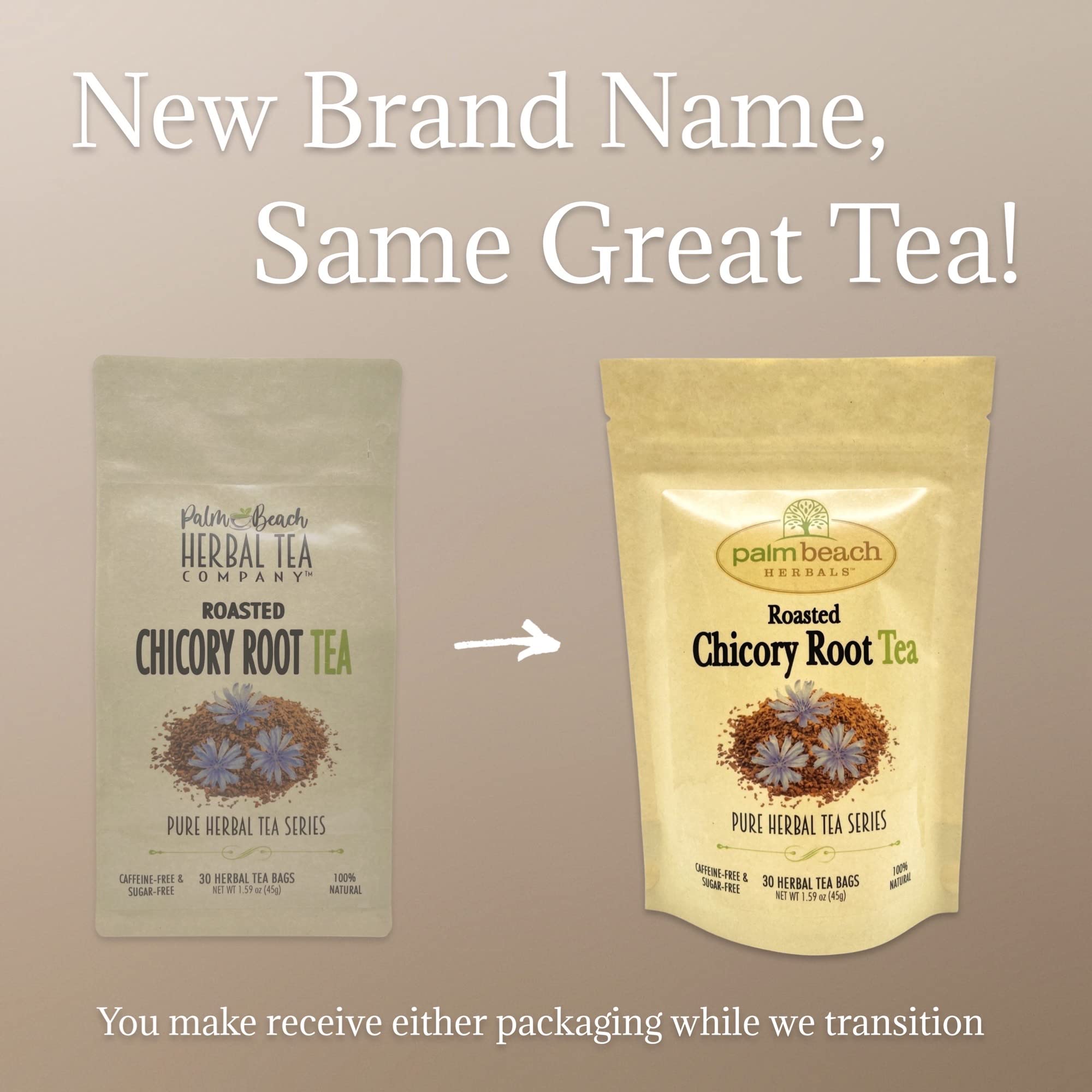 Palm Beach Medicinal Herbs - Roasted Chicory Root Tea - Pure Herbal Tea Series, 30ct