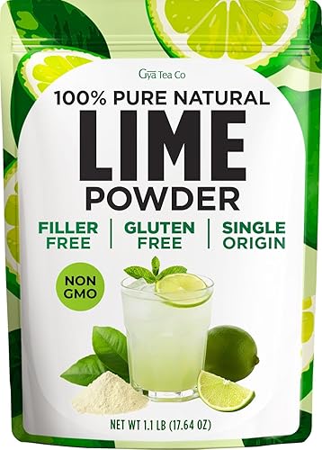 Gya Tea Co Lime Powder 1.1 lb (17.64 oz) - Rich in Vitamin C, Raw Lime Juice Powder - Water Flavor Enhancer for Drinks, Smoothies, Cooking, Cocktails