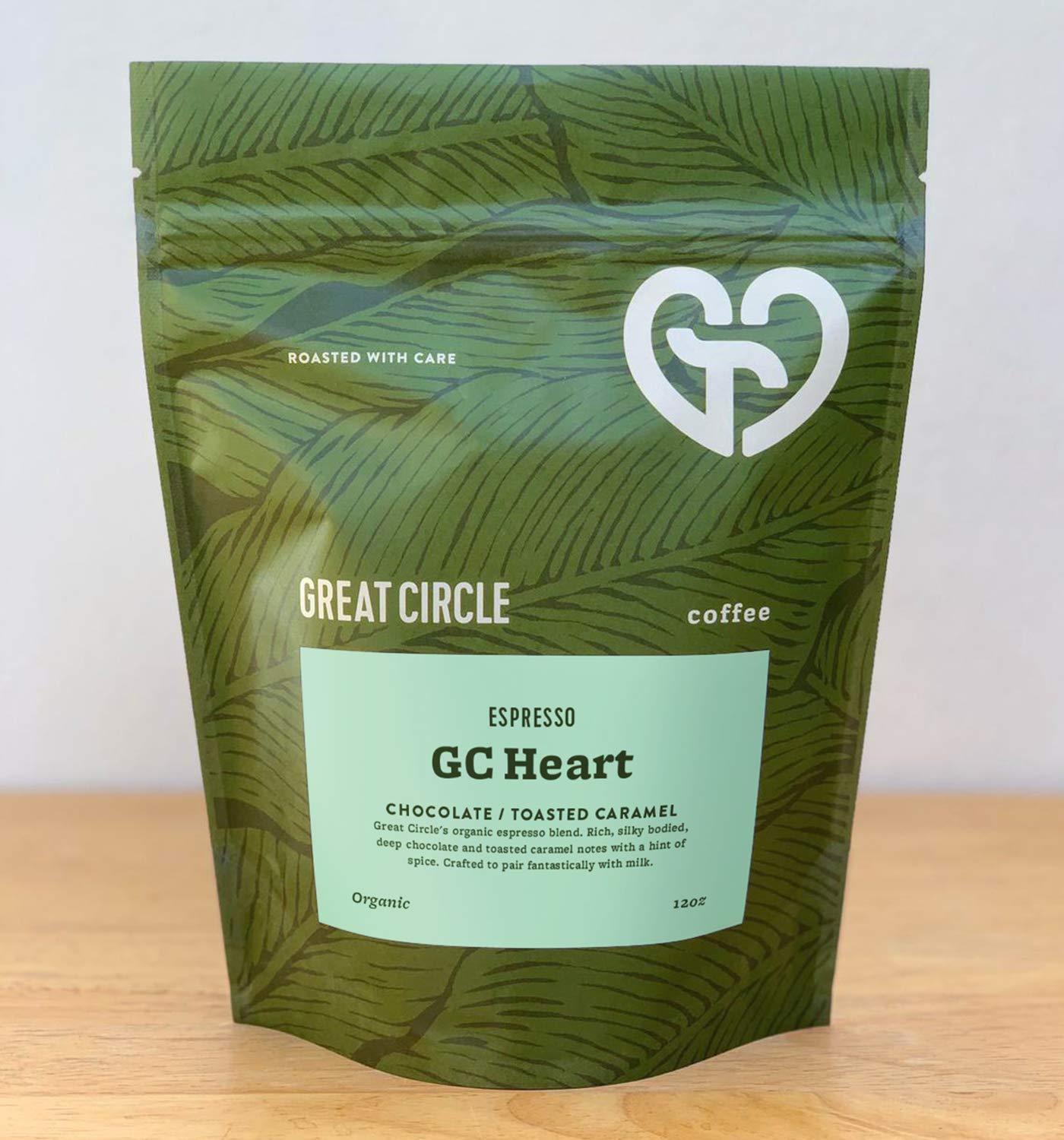 Great Circle Coffee - Organic, Fresh Whole Bean, Smooth Rich Taste, Specialty Dark Roast GC Heart Espresso Blend, Gourmet Beans, Sustainable, Single