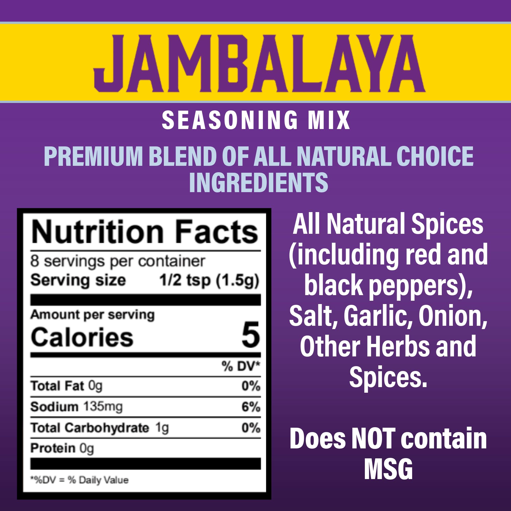 Cajun's Choice Jambalaya Seasoning Mix - 0.42 oz Packet - Pack of 2, All Natural, No MSG - Authentic Louisiana Creole Spice for Chicken, Seafood