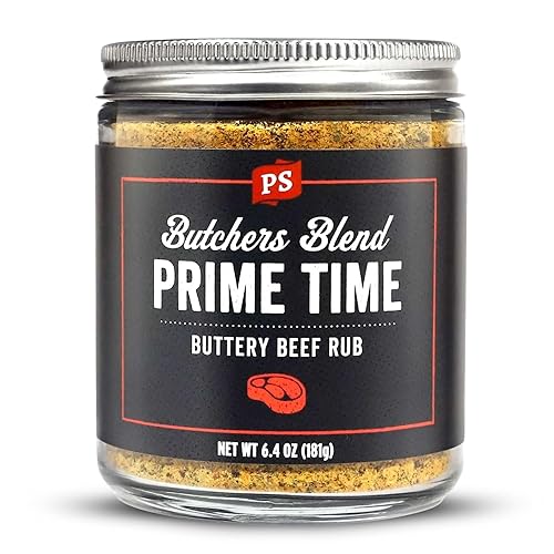 PS Seasoning Prime Time Butchers Blend - Buttery Garlic and Herb BBQ Seasoning & Beef Rub for Smoking, Grilling or Baking - Dry BBQ Rubs and Spices