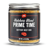 PS Seasoning Prime Time Butchers Blend - Buttery Garlic and Herb BBQ Seasoning & Beef Rub for Smoking, Grilling or Baking - Dry BBQ Rubs and Spices
