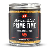 PS Seasoning Prime Time Butchers Blend - Buttery Garlic and Herb BBQ Seasoning & Beef Rub for Smoking, Grilling or Baking - Dry BBQ Rubs and Spices