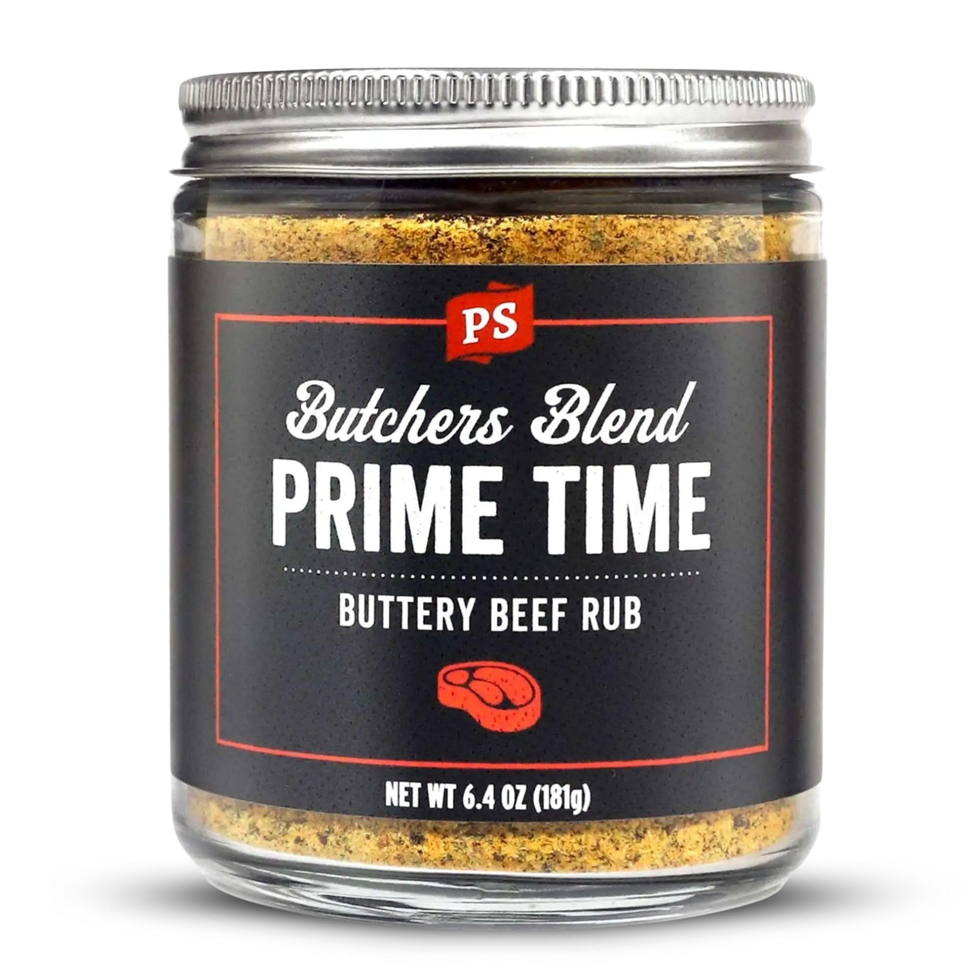 PS Seasoning Prime Time Butchers Blend - Buttery Garlic and Herb BBQ Seasoning & Beef Rub for Smoking, Grilling or Baking - Dry BBQ Rubs and Spices