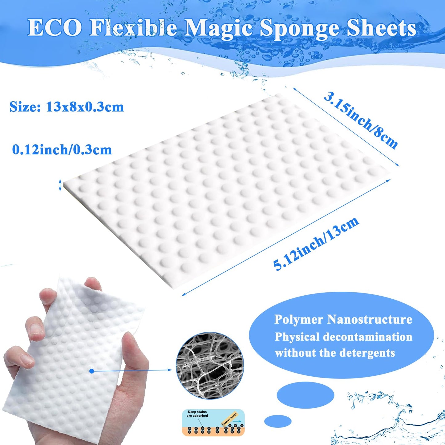 Magic Sponge Eraser Sheets, 52Pcs All-Purpose White Melamine Sponge Convex Point Disposable Magic Cleaning Wipes for Furniture Kitchenware