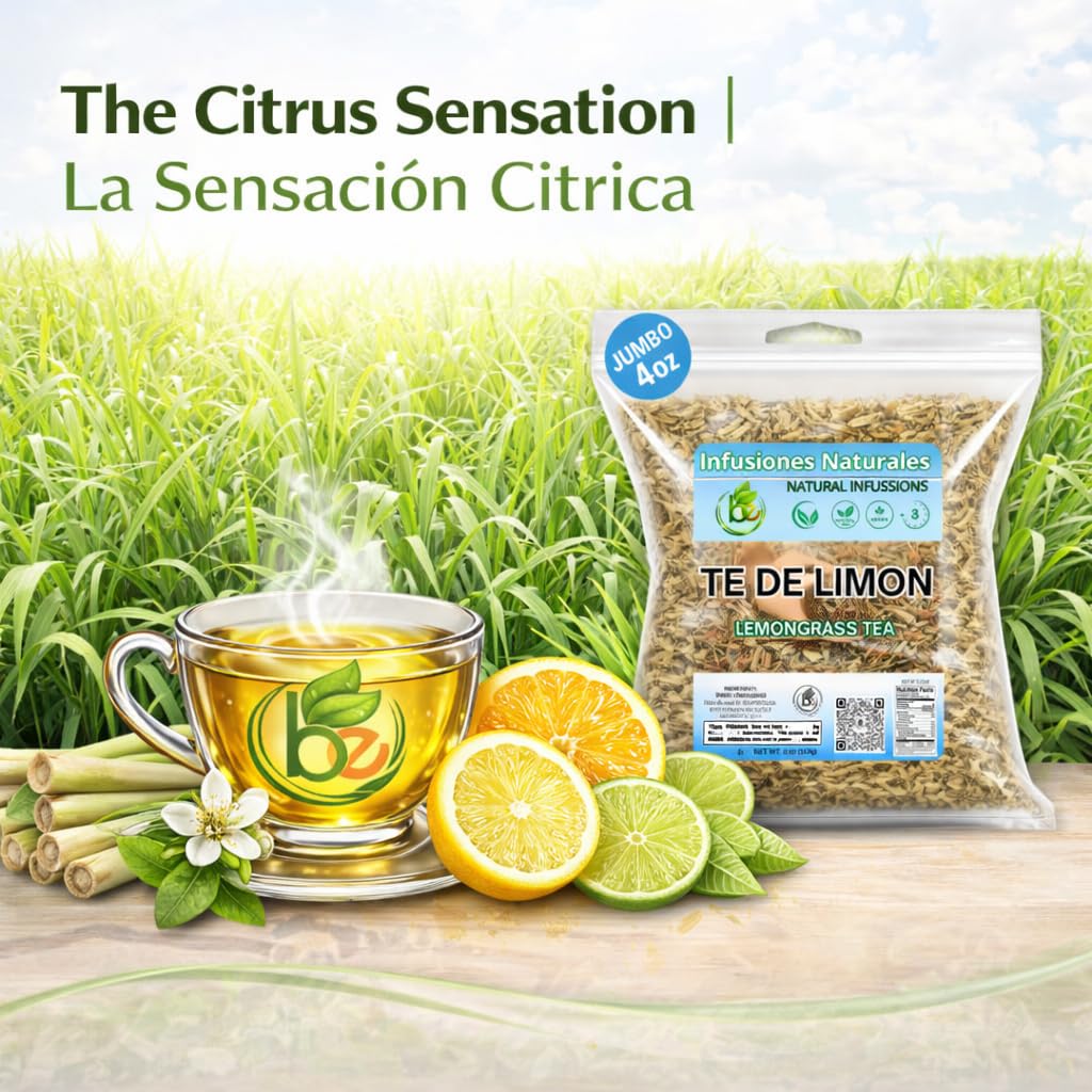 Lemongrass Herbal Tea - 4 oz (113g) - Dried Citronella Leaves - Cut & Sifted Loose Leaf - Caffeine-Free - Natural, Non-GMO - Culinary & Tea Use - Té