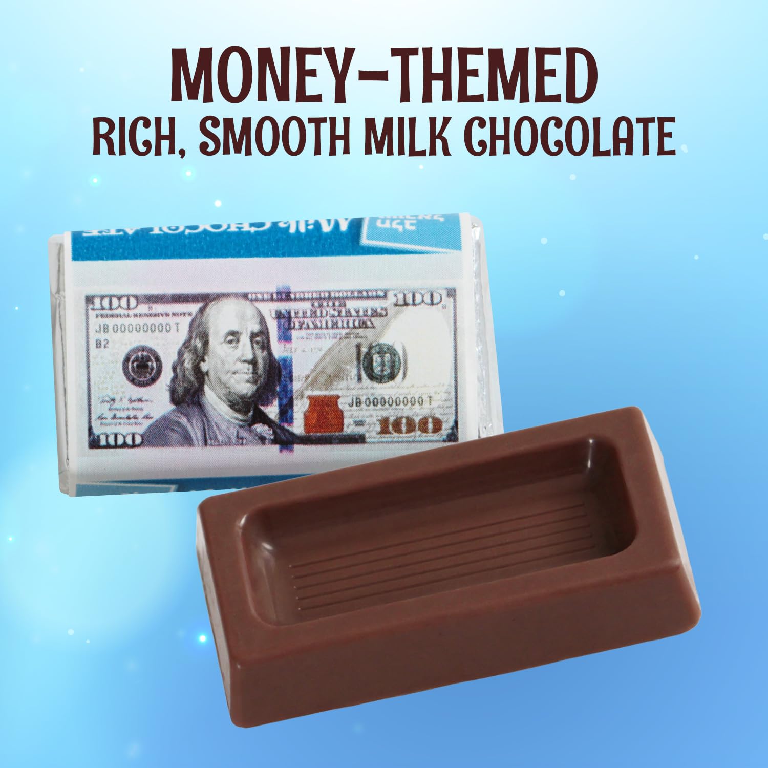 Money Chocolate Bars, 4oz Bag of Money Themed Candy, Perfect Chocolate Dollar Bills for Party Favors, Piñatas, Classroom Rewards or Holiday Stockings