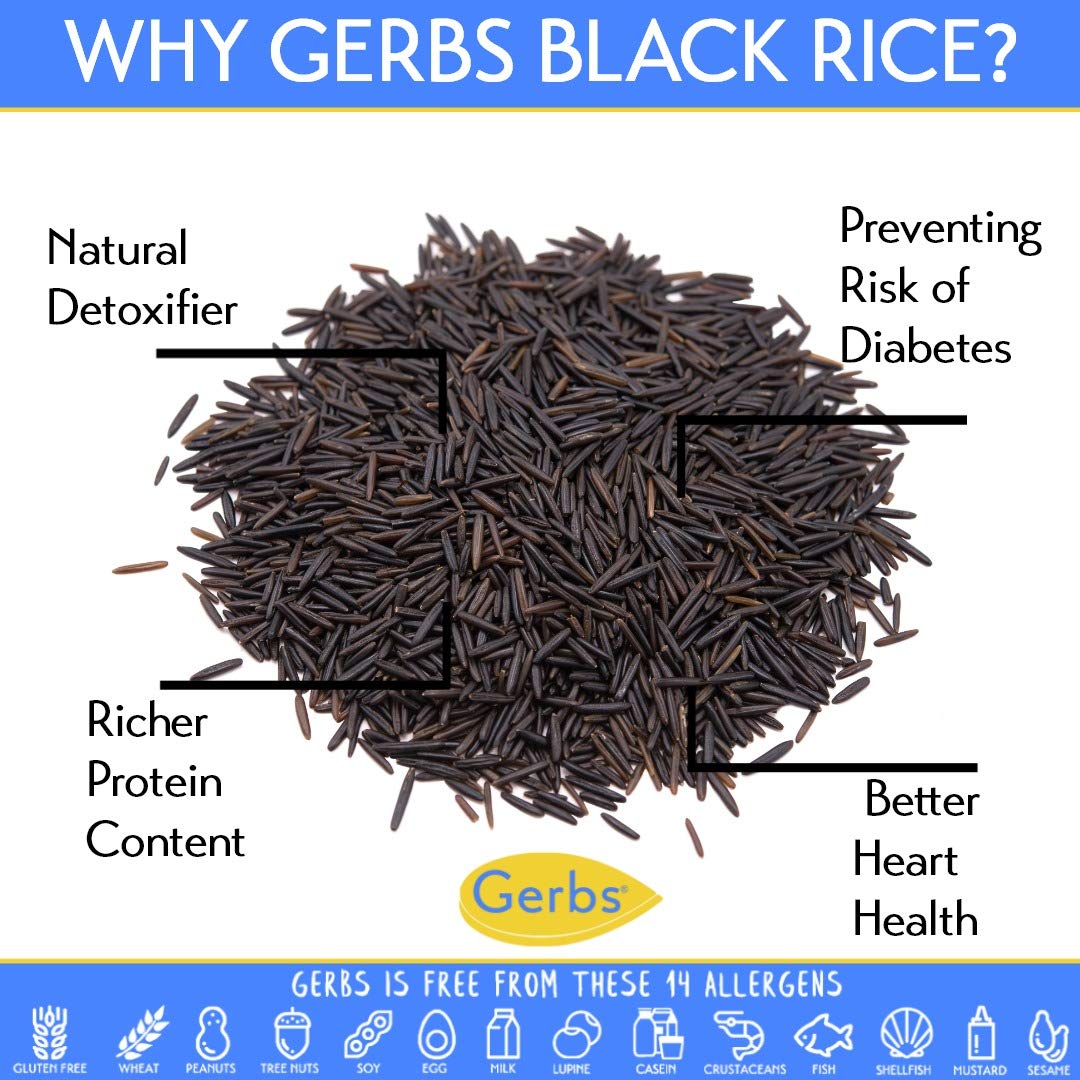 Gerbs Wild Black Rice 2 lbs. | No Artificial Additives, Resealable Bag | Naturally Nutty & Chewy | Top 14 Allergen-Free