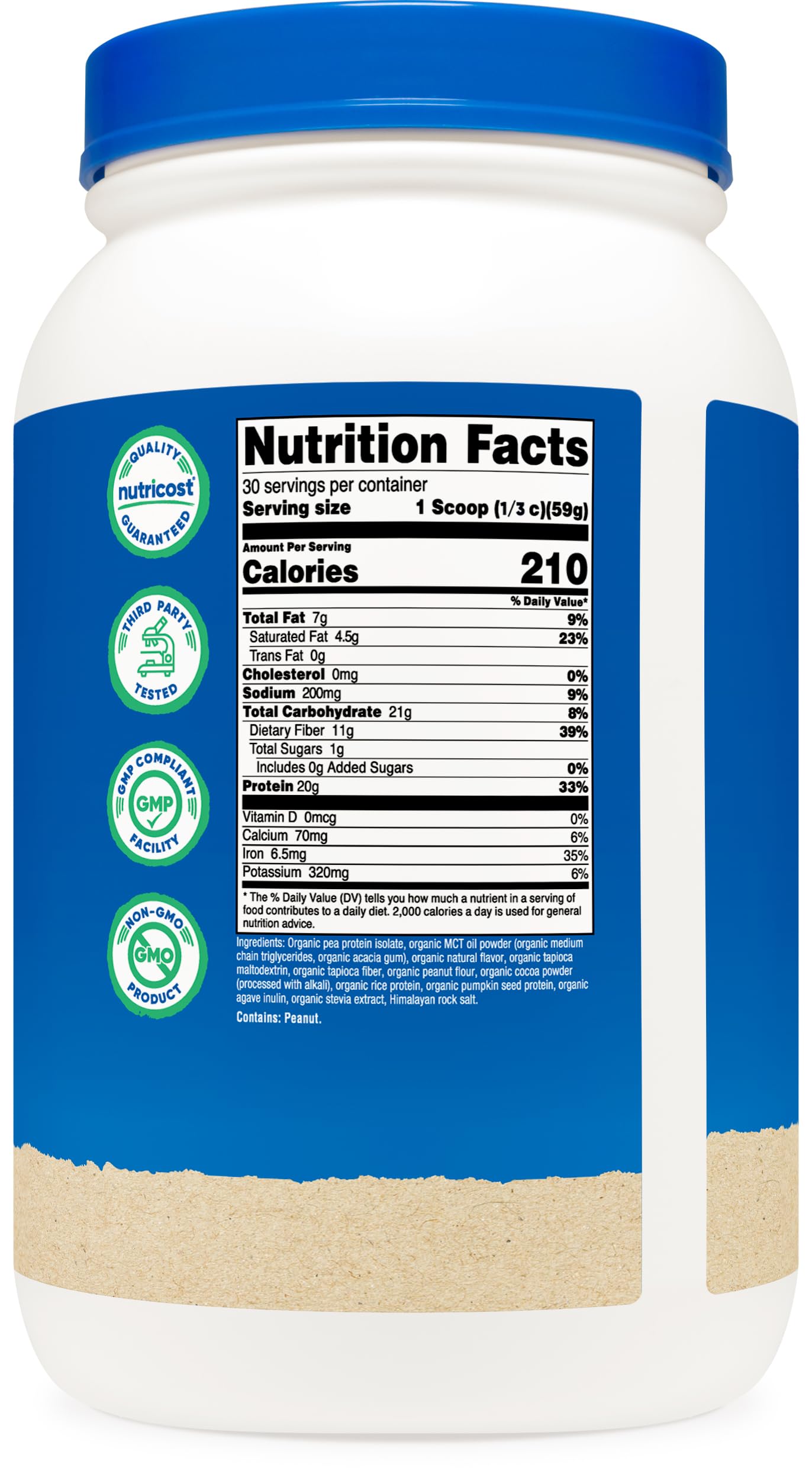 Nutricost Organic Vegan Meal Replacement Shake Powder (Chocolate Peanut Butter) - Certified USDA Organic and Gluten Free