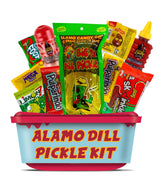 Alamo Dill Pickle Kit, Make Your Own Chamoy Kit, Make the Famous TikTok Trend, Includes Original Alamo Dill Pickle, Chamoy Sauce, Chips, Baby Lucas