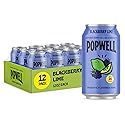 Popwell Blackberry Lime Better-For-You Prebiotic Soda, with 6g Fiber, 1g Sugar, Vitamins and Immunity Support, 12 fl oz Cans (pack of 12)