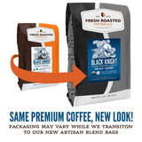 Fresh Roasted Coffee, Organic Black Knight Water-Processed Decaf Whole Bean Coffee, Dark Roast, USDA Organic, Kosher, 12 oz