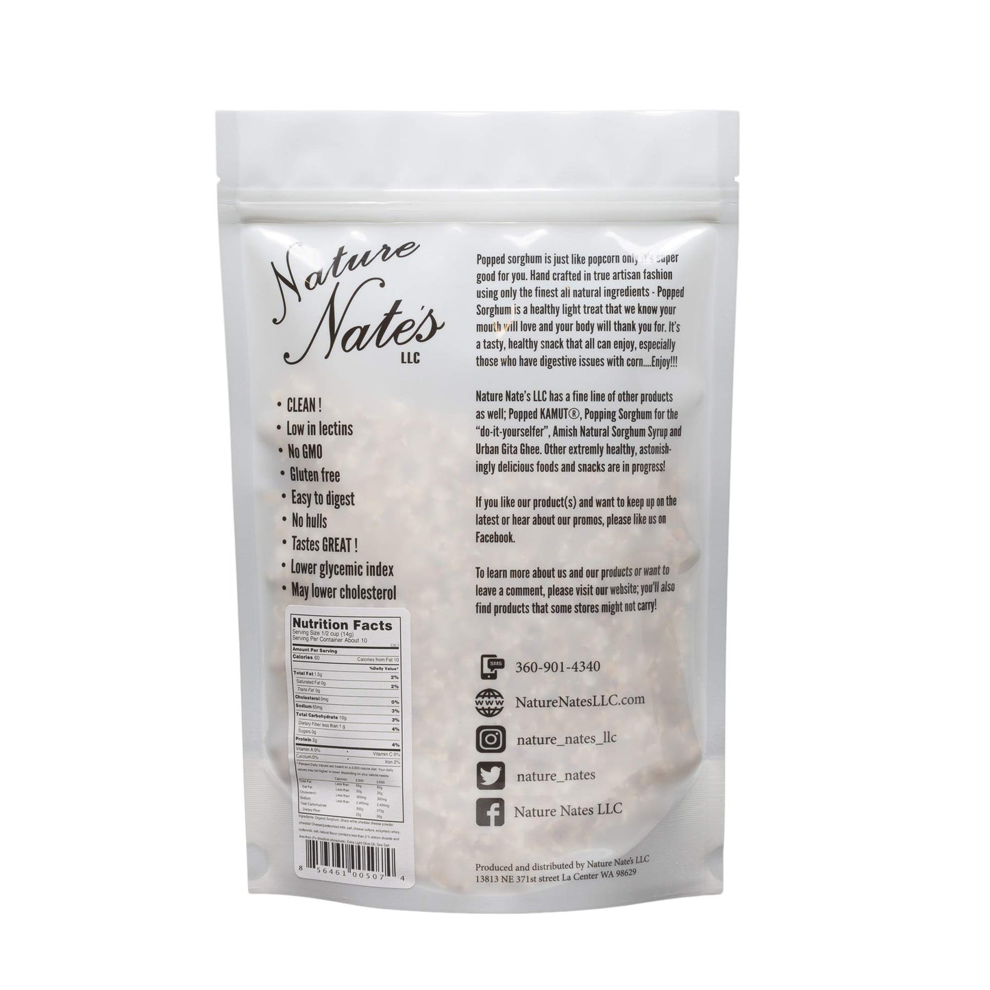 Nature Nate's Extremely Cheezy Popped Sorghum, 5 oz, Popcorn Alternative, Gluten Free Snacks, Celiac-Friendly, Healthy Snacks, Made In USA, Single Bag