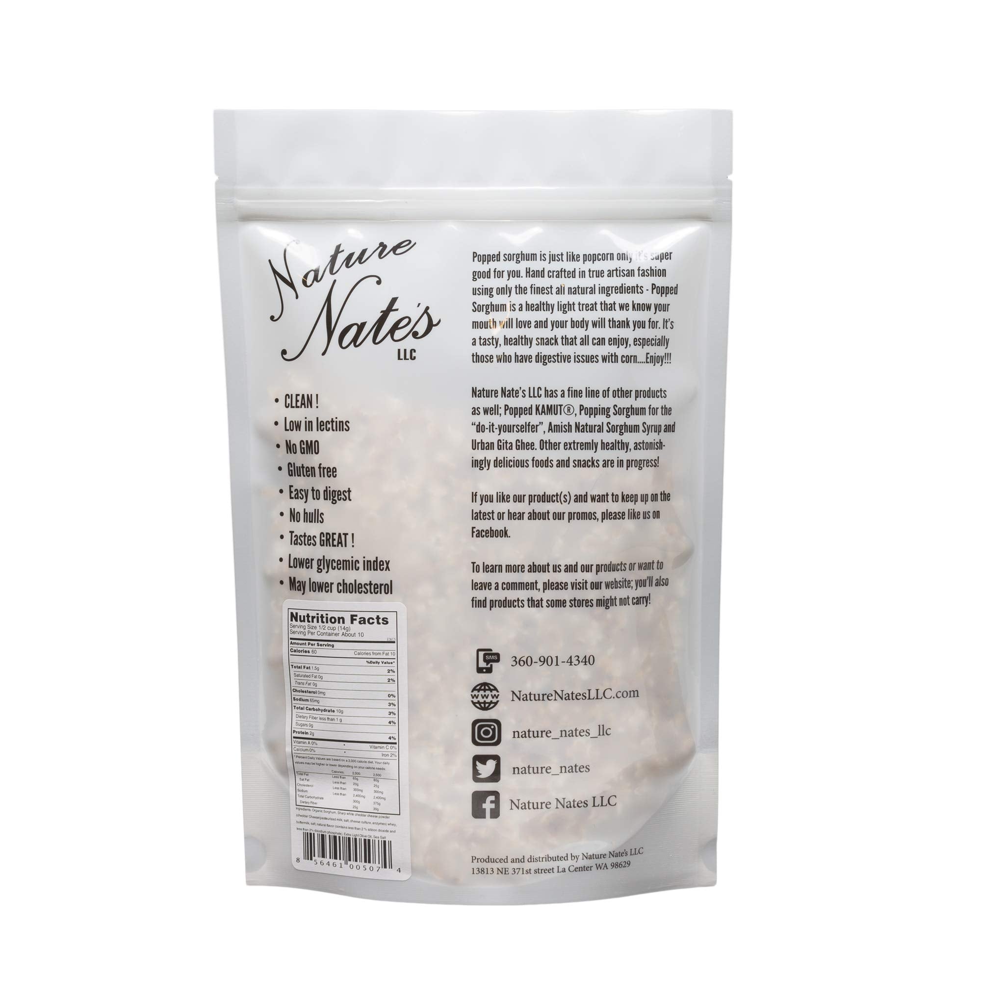 Nature Nate's Extremely Cheezy Popped Sorghum, 5 oz, Popcorn Alternative, Gluten Free Snacks, Celiac-Friendly, Healthy Snacks, Made In USA, Single Bag